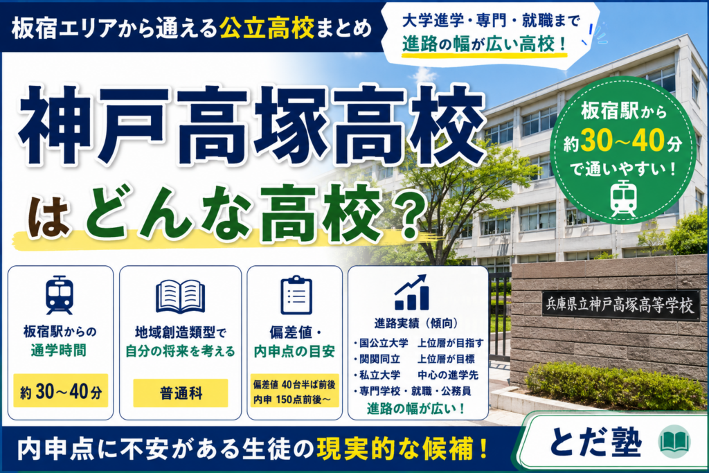 神戸高塚高校の偏差値・内申点・進路実績を板宿駅からの通学目線で解説