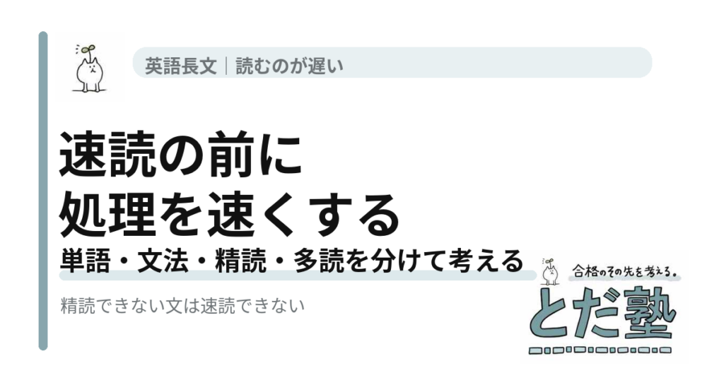 英語長文を速く読むために単語・文法・精読・多読の役割を解説する記事