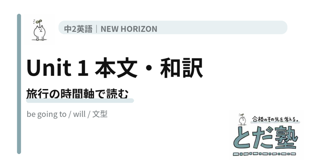 NEW HORIZON 2 Unit 1 What can we experience on a tripの本文・和訳の要点を解説する記事のアイキャッチ