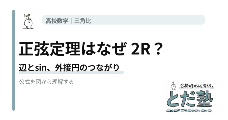 正弦定理で辺とsinの比が外接円の直径2Rになる理由を解説する高校数学の記事